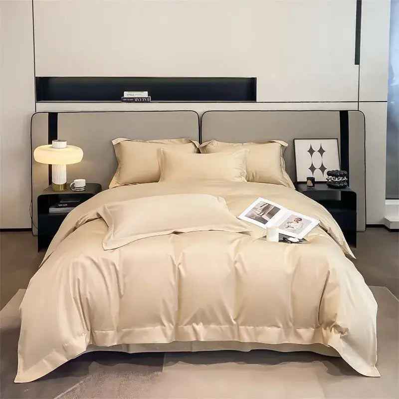 Luxurious light blue satin duvet cover set bedroom bedding