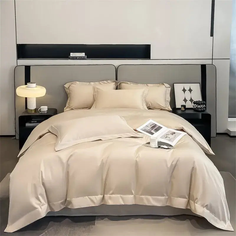 Luxurious light blue satin piece duvet cover set bedroom bedding