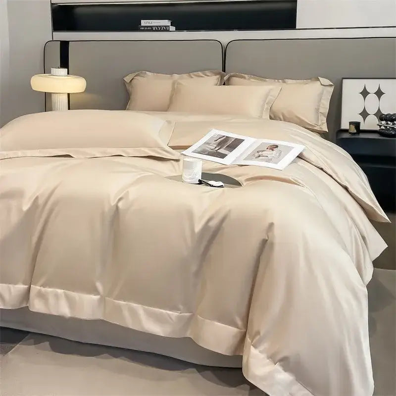 Luxurious light blue satin piece duvet cover set bedroom bedding