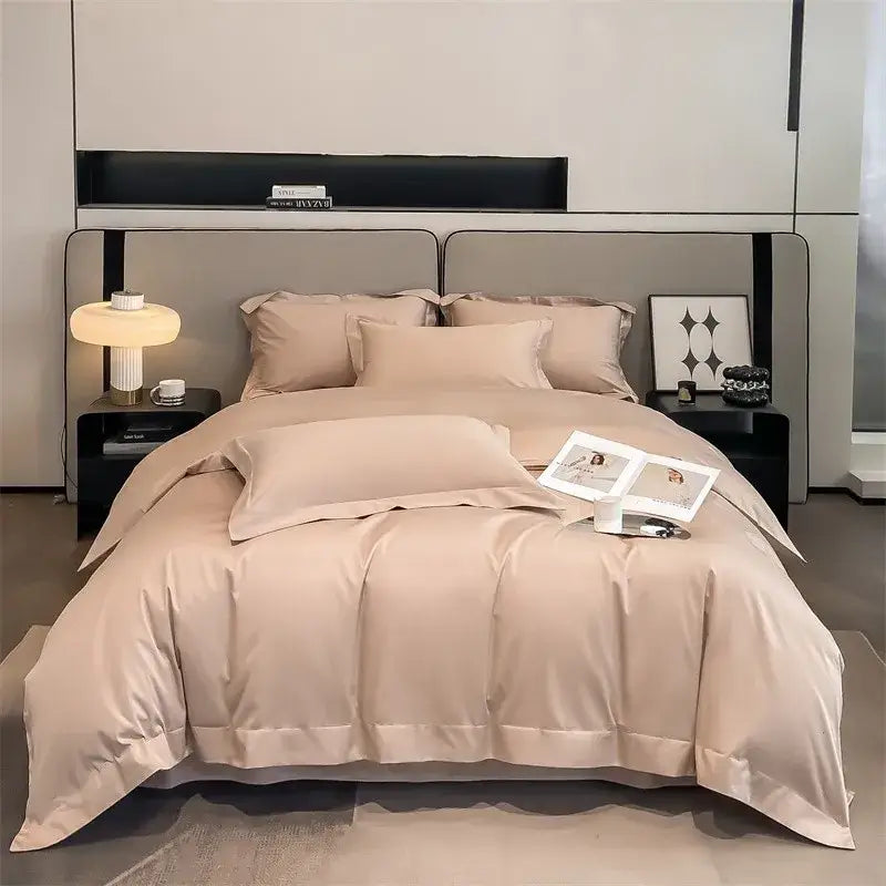 Luxurious light blue satin 3 piece duvet cover bedroom bedding set