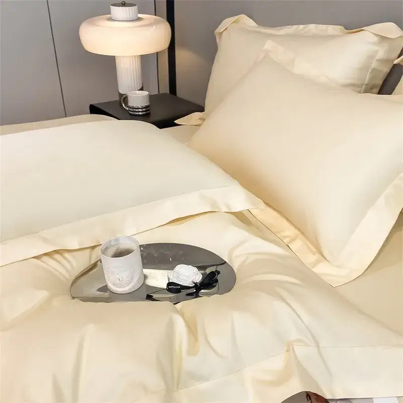 Luxurious white satin egyptian cotton duvet cover bedroom bedding