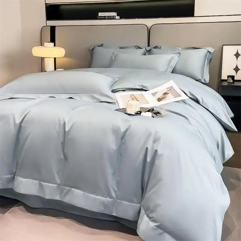 Luxurious gray 1000tc egyptian cotton duvet cover bedroom set