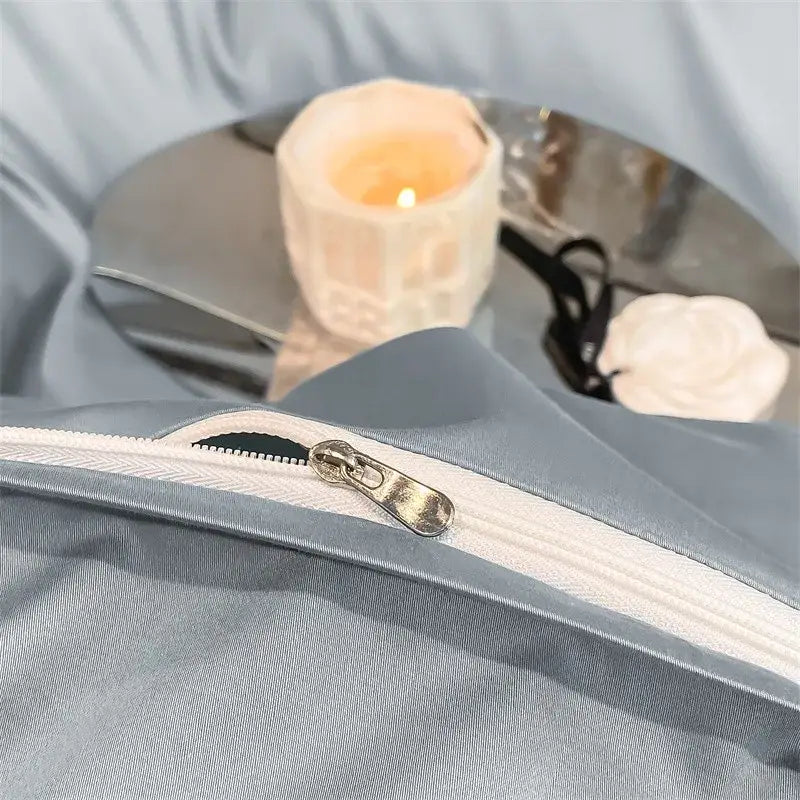 Luxurious white satin egyptian cotton duvet cover bedroom bedding