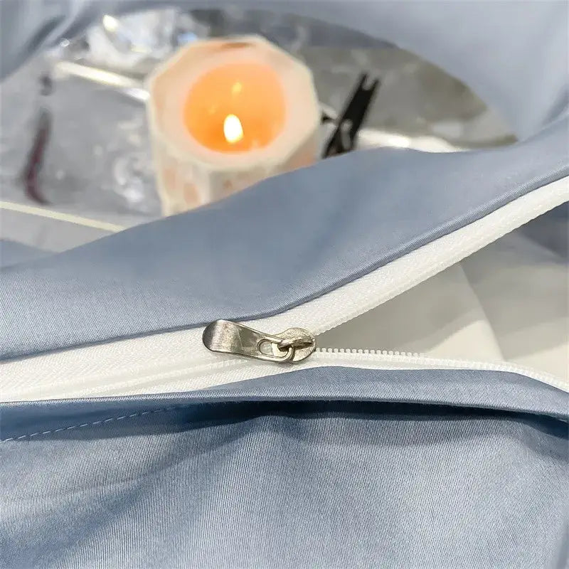 Luxurious white satin egyptian cotton duvet cover bedroom bedding