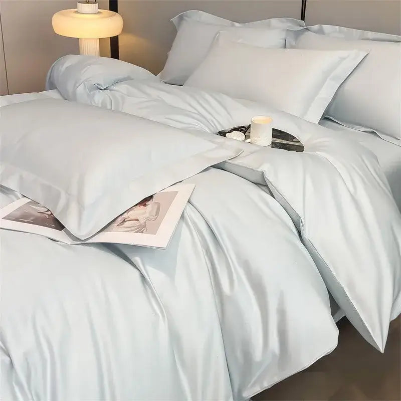 Luxurious gray satin piece duvet cover bedroom bedding set