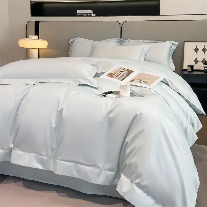Luxurious mustard yellow satin duvet cover set bedroom bedding