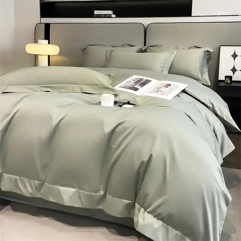 Luxurious white satin egyptian cotton duvet cover bedroom bedding