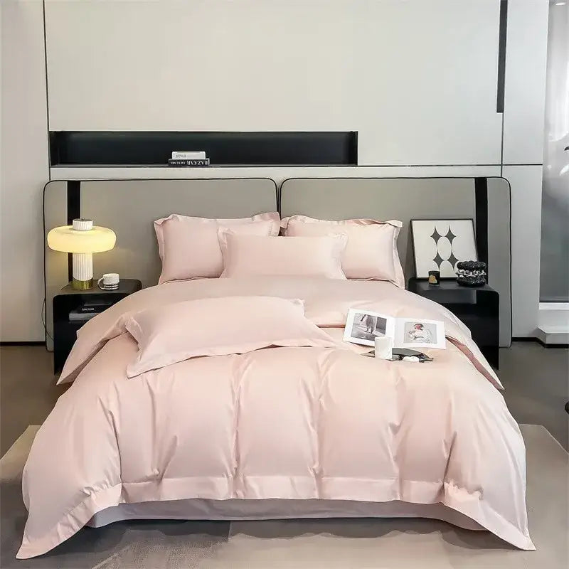 Luxurious white satin egyptian cotton duvet cover bedroom bedding set