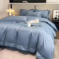 Luxurious light blue satin 3 piece duvet cover bedroom bedding set