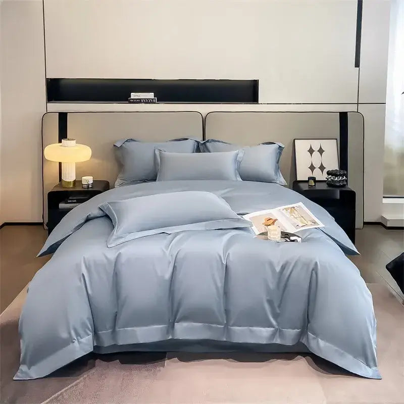 Luxurious taupe satin piece duvet cover set bedroom bedding