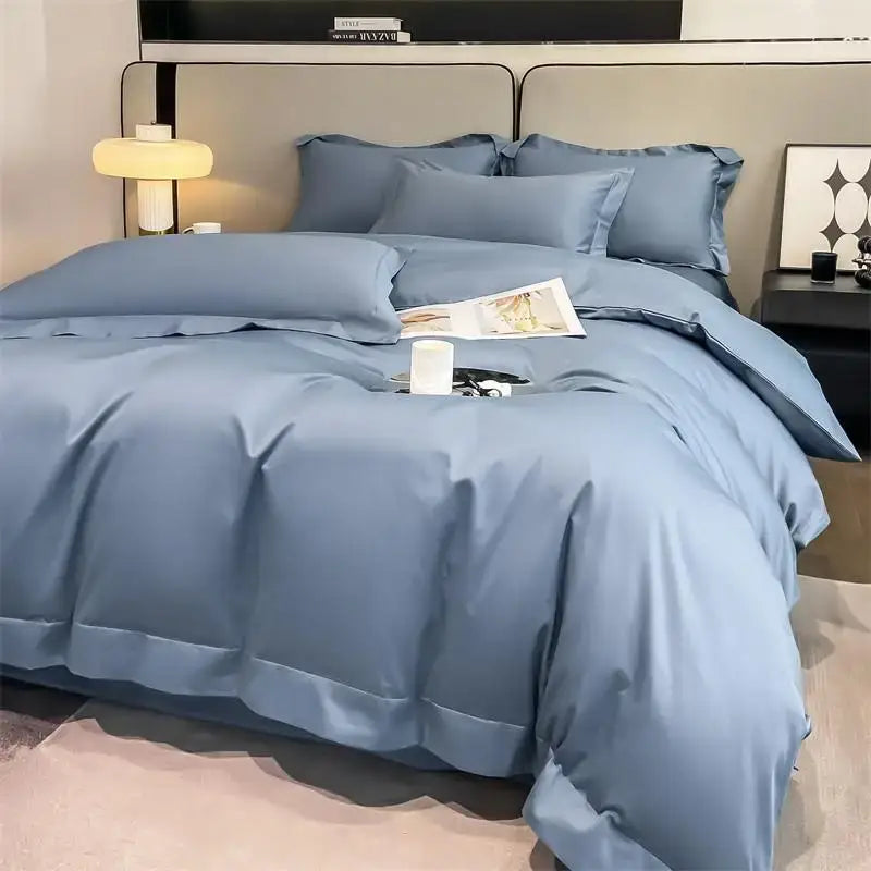 Luxurious white satin egyptian cotton duvet cover bedroom bedding
