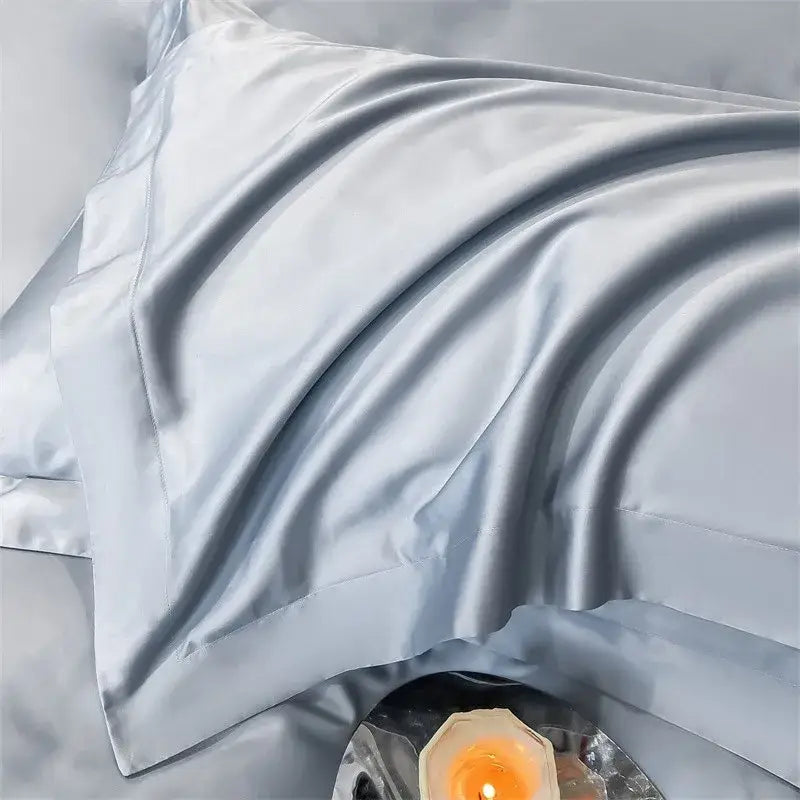 Luxurious mustard yellow satin duvet cover set bedroom bedding
