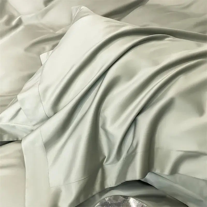 Luxurious white satin egyptian cotton duvet cover bedroom bedding