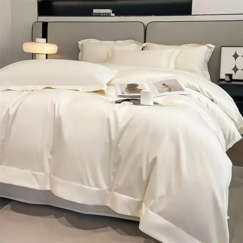 Luxurious light blue satin 3 piece duvet cover bedroom bedding set