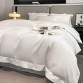 Luxurious white satin egyptian cotton duvet cover bedroom bedding