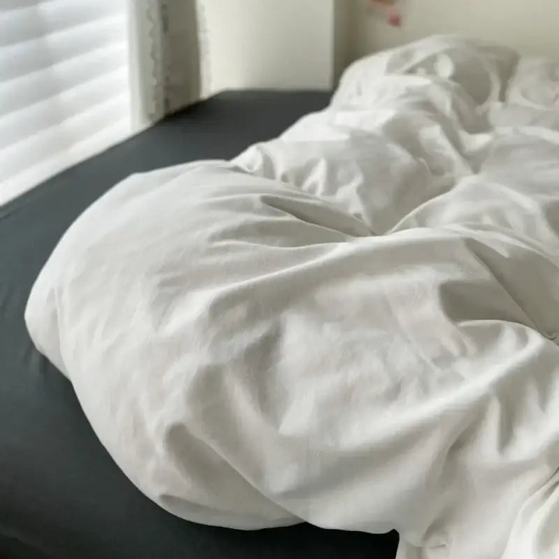 Luxurious white & dark gray duvet cover bedding set bedroom