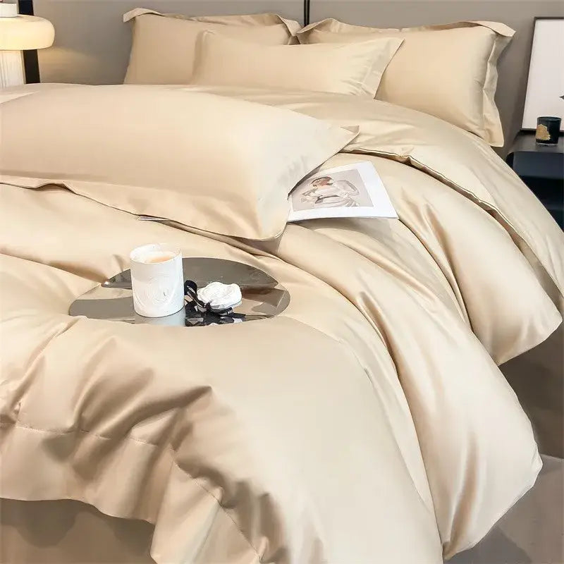 Lavender satin duvet cover set bedroom egyptian cotton bedding