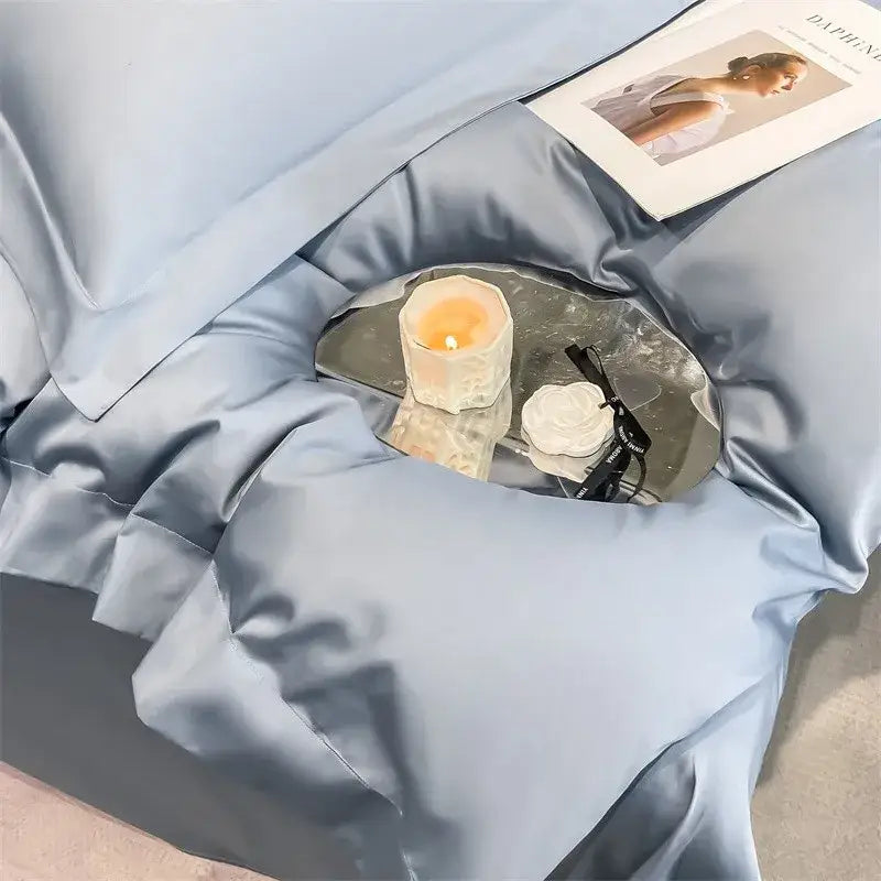 Lavender satin duvet cover set bedroom egyptian cotton bedding