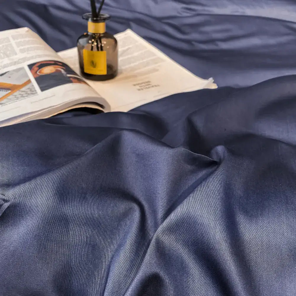 Luxurious navy & gold egyptian cotton duvet cover set bedroom