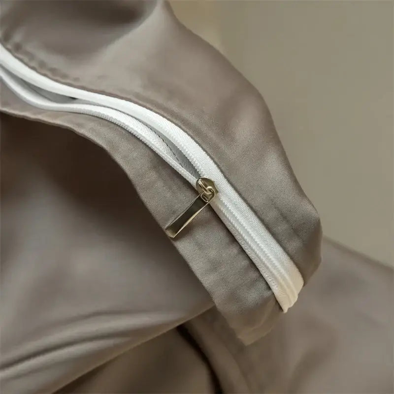 Luxurious beige lyocell silk duvet cover set bedroom bedding