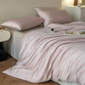 Luxurious beige lyocell silk duvet cover set bedroom bedding