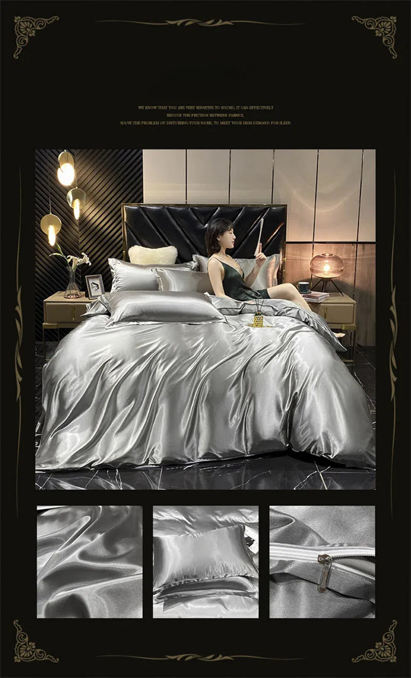 Luxurious gold mulberry silk bedding set bedroom duvet cover