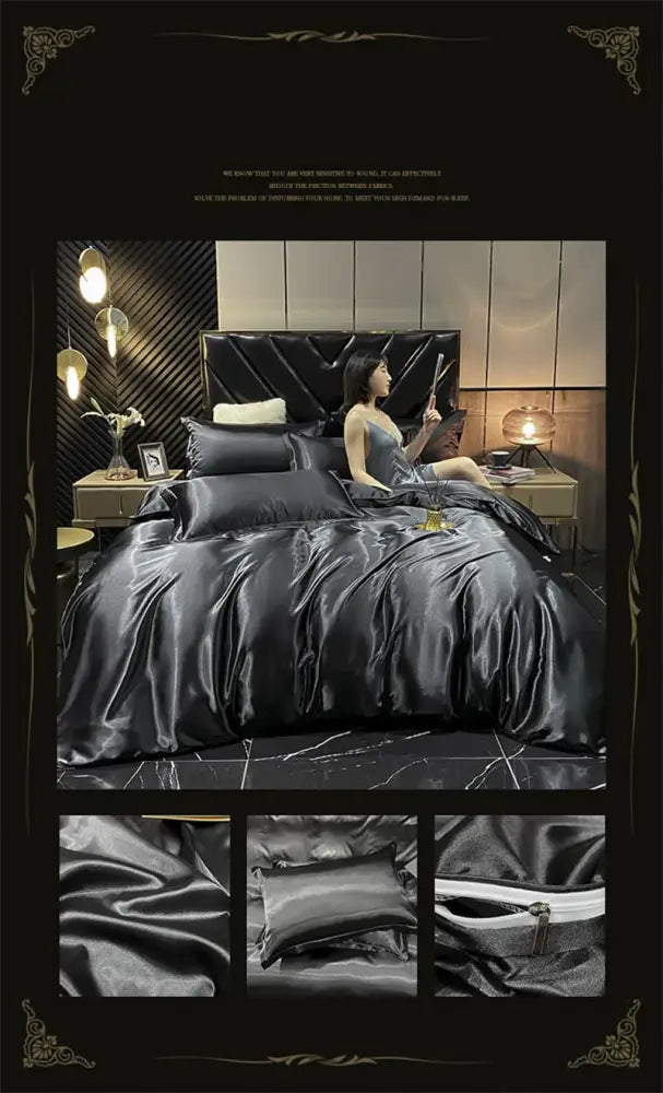 Luxurious purple mulberry silk bedding set bedroom duvet cover