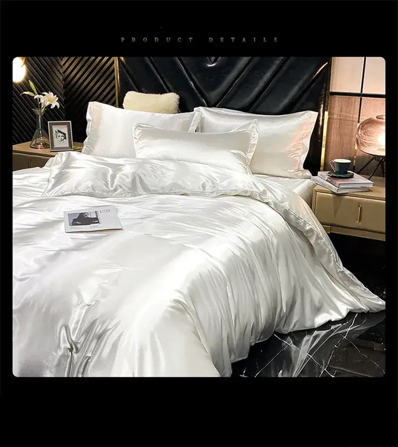 Pink & silver mulberry silk bedding set bedroom duvet cover