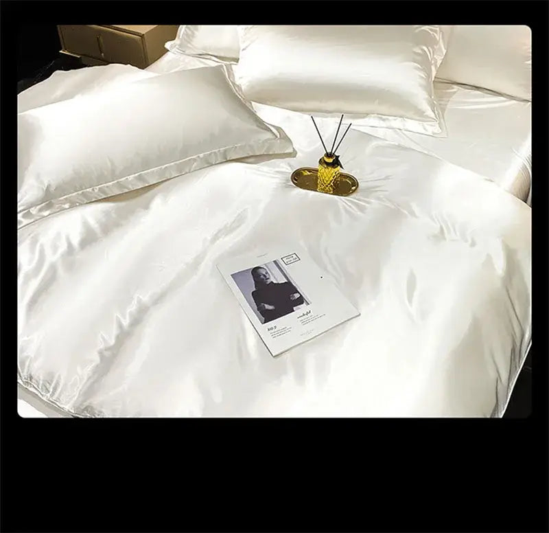 Luxurious purple mulberry silk bedding set for bedroom comfort