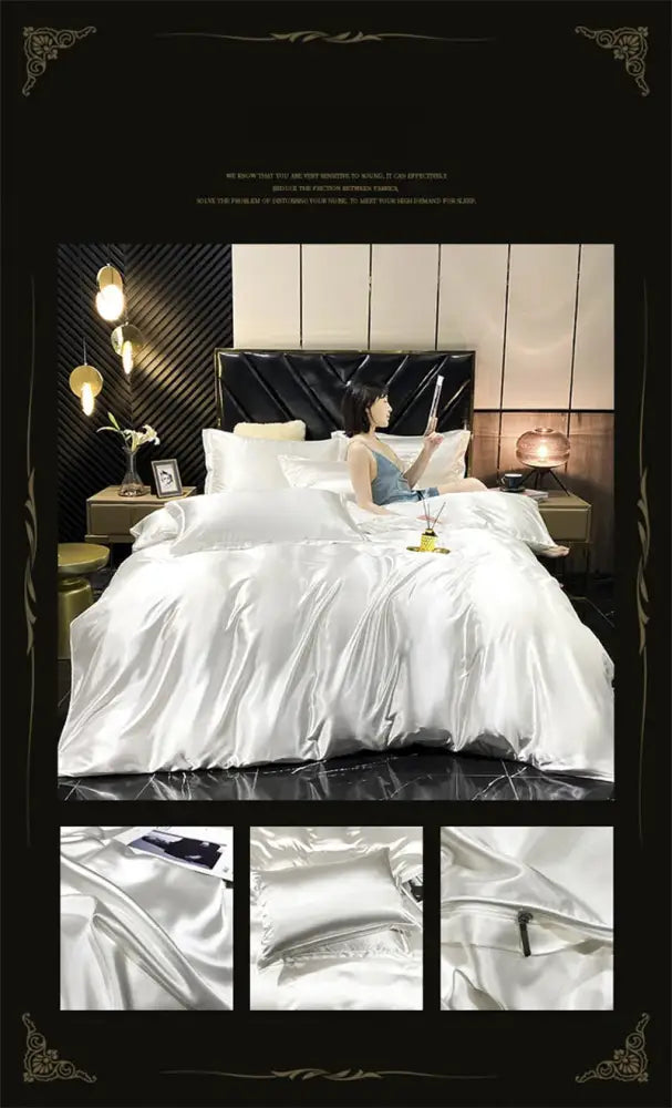 Luxurious purple mulberry silk bedding set for bedroom comfort