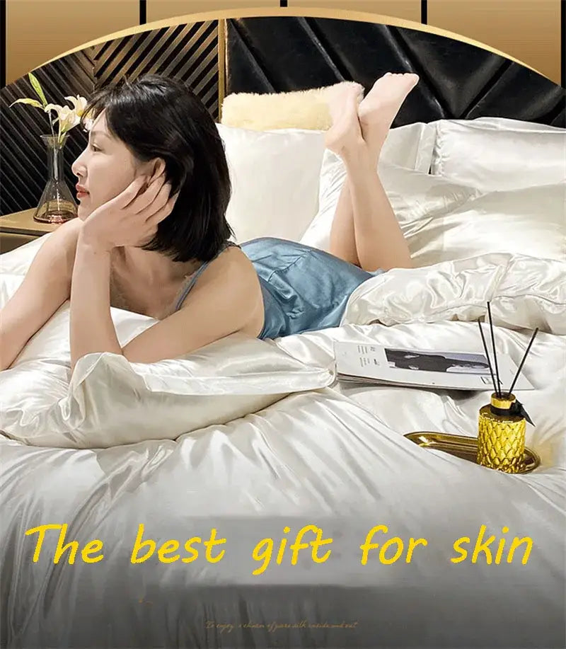 Luxurious gold mulberry silk bedding set bedroom duvet cover