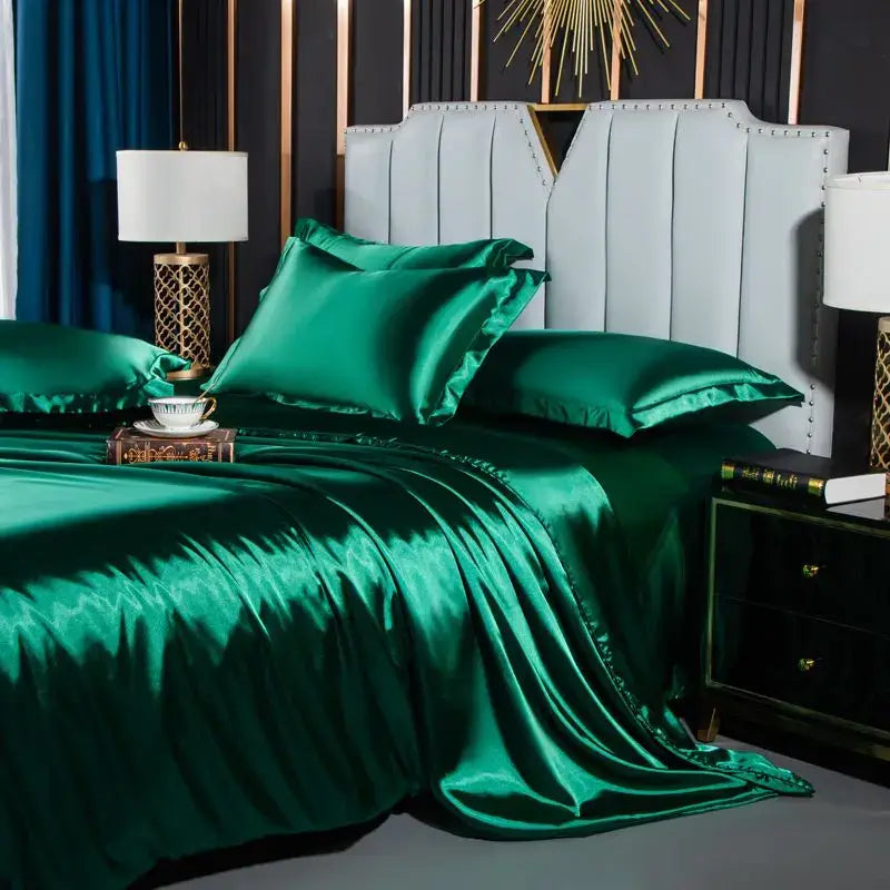 Luxurious black satin silk duvet cover set – bedroom bedding