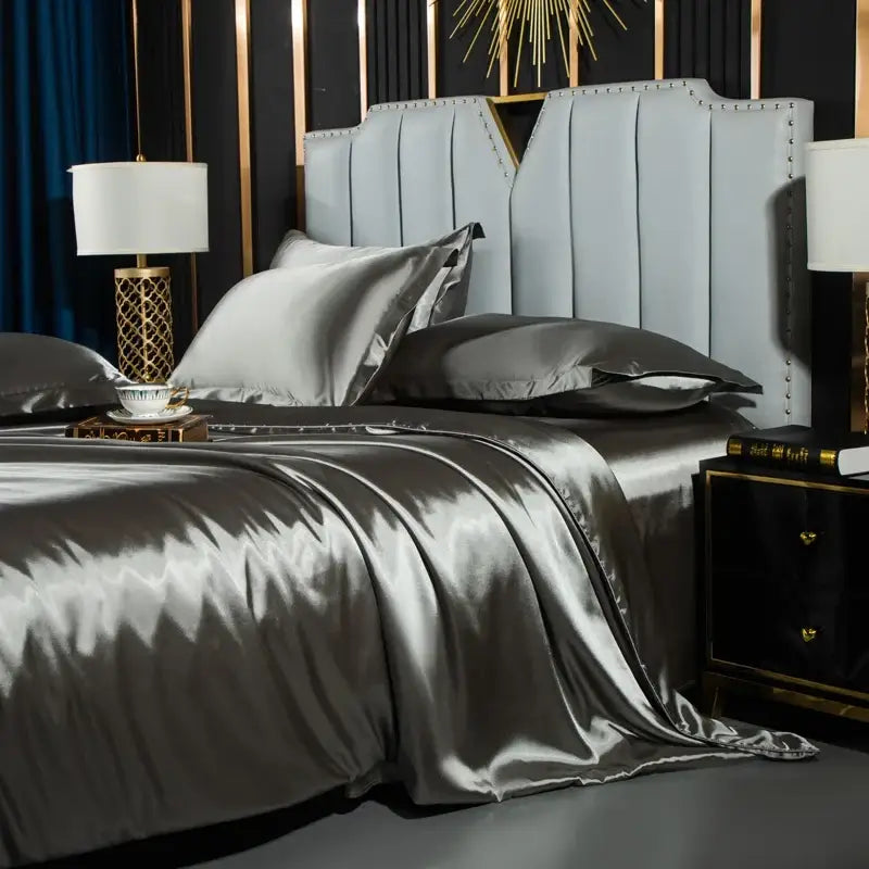 Luxurious black satin silk duvet cover set – bedroom bedding