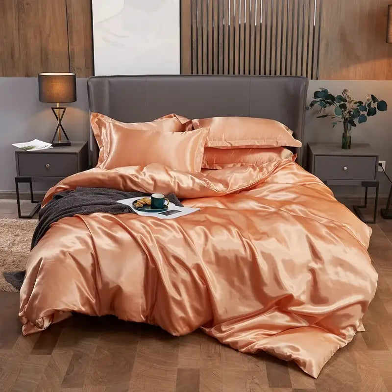 Luxurious purple glossy solid color bedding set bedroom duvet cover