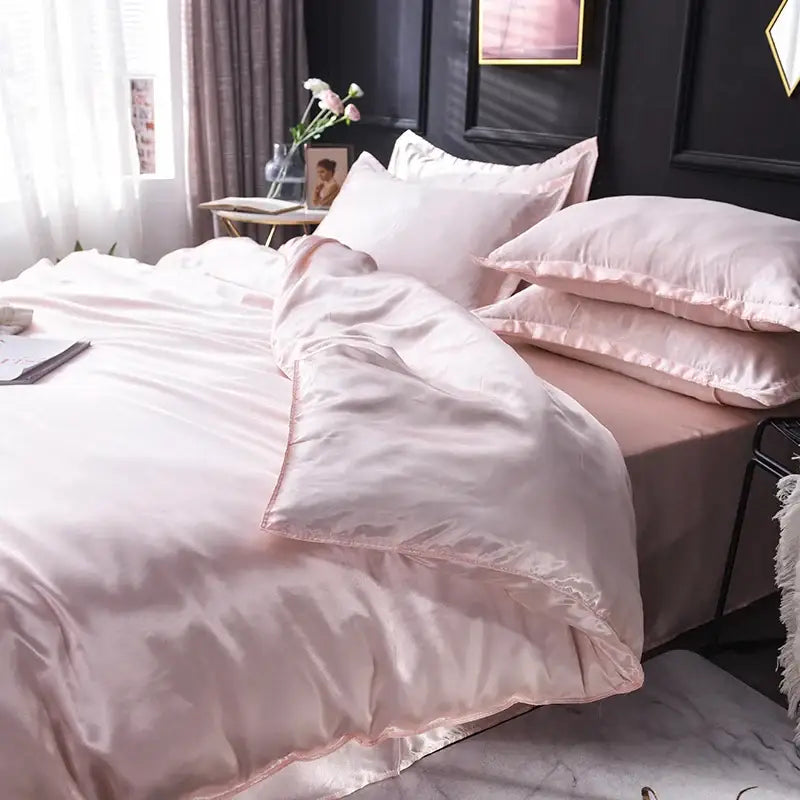Luxurious copper & cream satin bedding set bedroom duvet cover