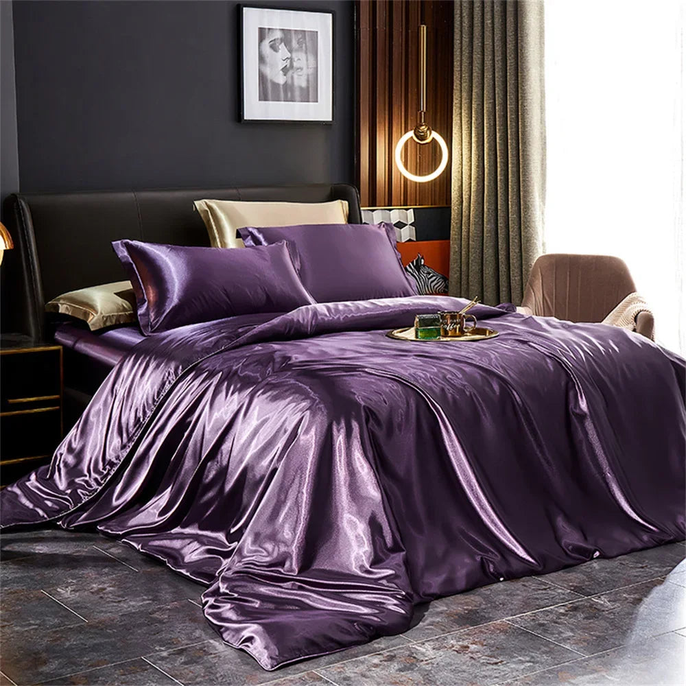 Luxurious gold & teal satin duvet cover bedding set – bedroom