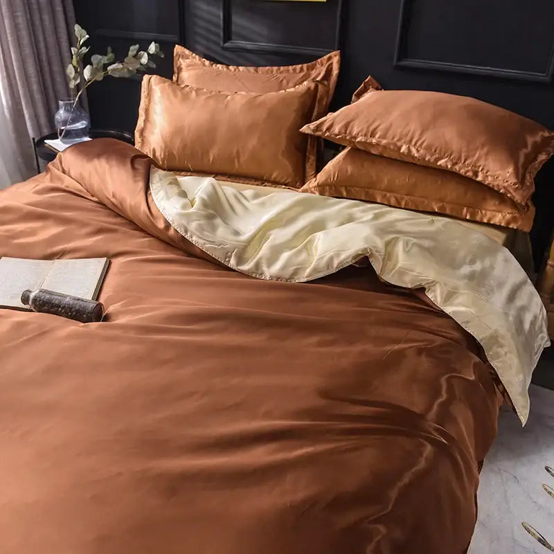 Luxurious teal satin bedding set – bedroom duvet cover and pillowcases