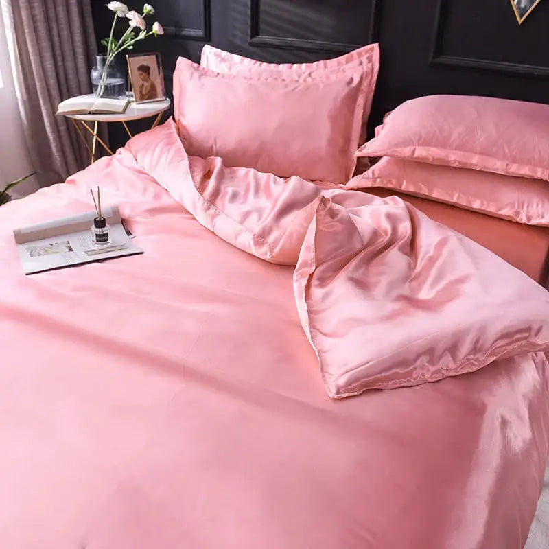 Luxurious teal satin bedding set – bedroom duvet cover and pillowcases