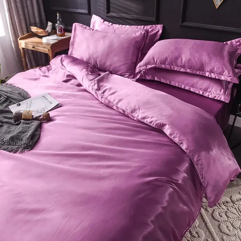Luxurious teal satin bedding set – bedroom duvet cover and pillowcases