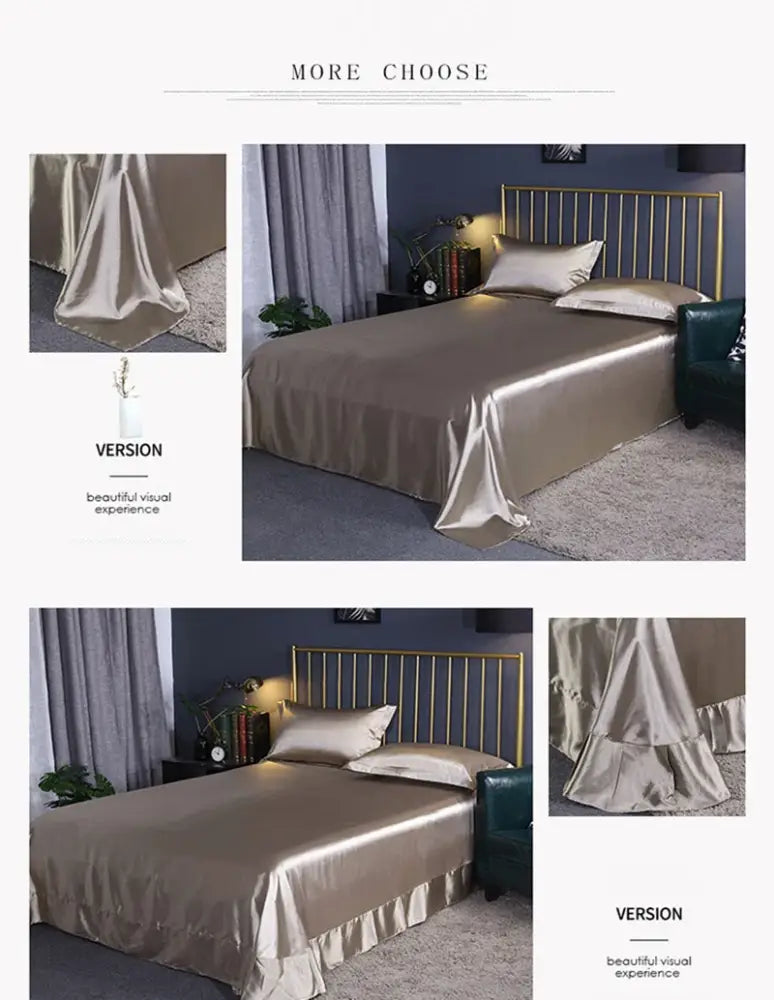 Luminous lime satin duvet cover set bedroom luxury bed sheet