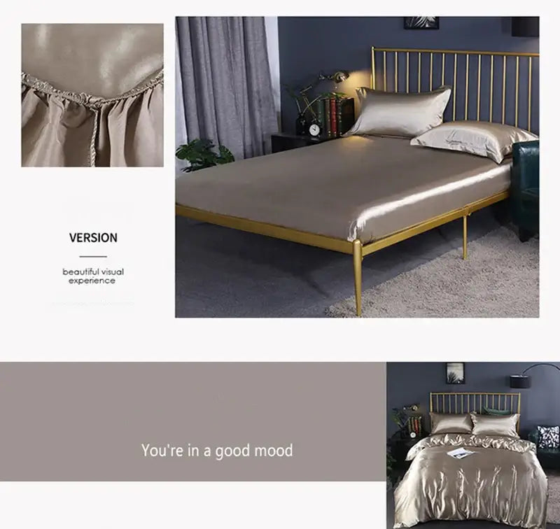 Luxurious turquoise satin duvet cover set bedroom bedding