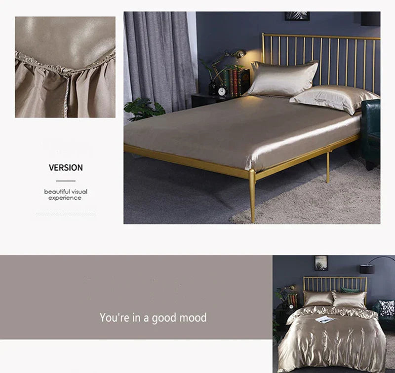 Luxurious emerald satin duvet cover set bedroom bedding