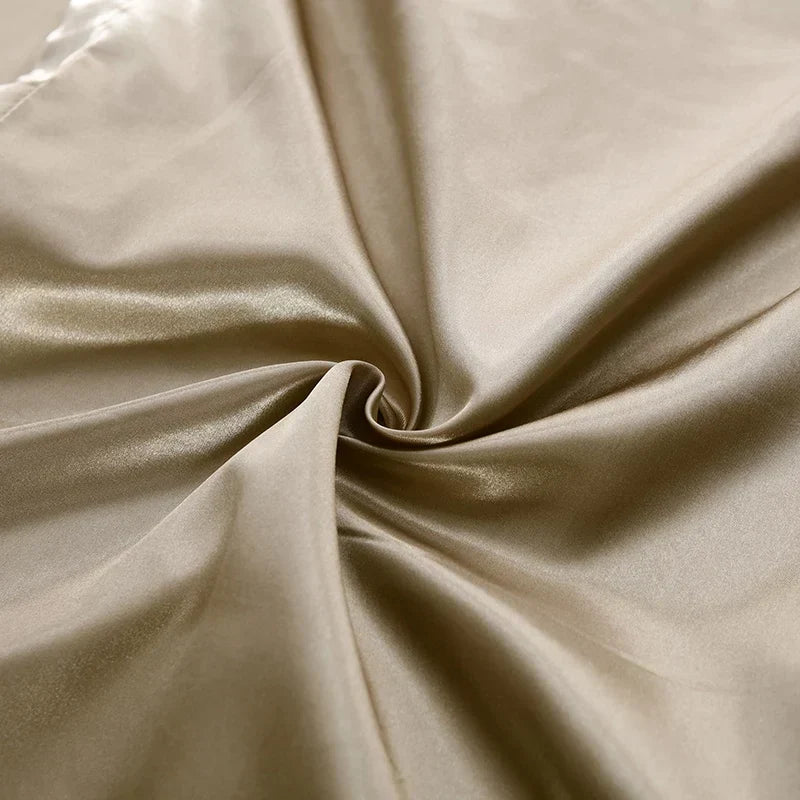 Luxurious teal satin duvet cover bedroom bedding set