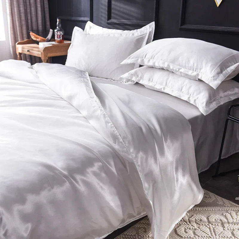 Luxurious copper silk bedding set bedroom satin duvet cover