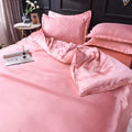 Luxurious pink satin silk bedding set bedroom decor