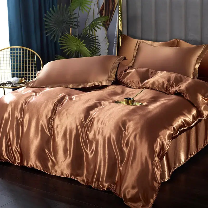 Luxurious teal satin bedding set – bedroom duvet cover