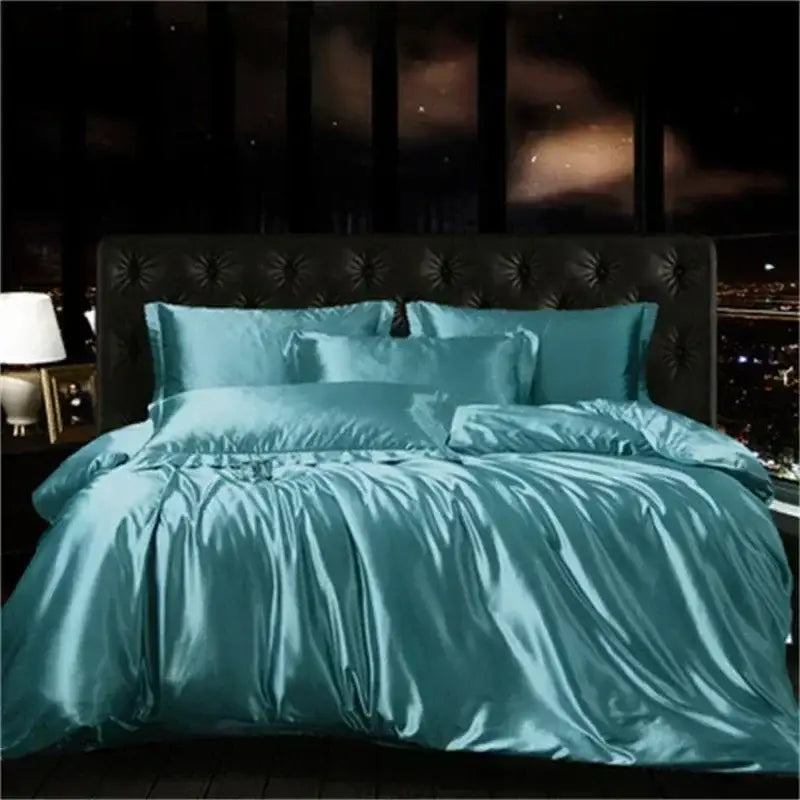 Luxurious dark green mulberry silk bedding set bedroom duvet cover