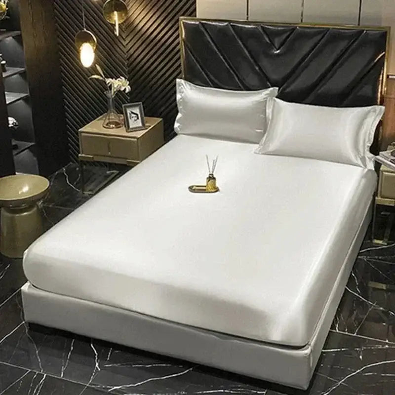 Luxurious silver satin duvet cover bedroom bedding set