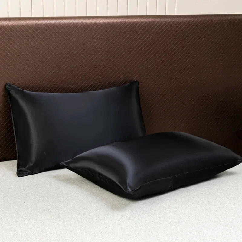 Luxurious cream solid color satin bedding set with flat sheet bedroom
