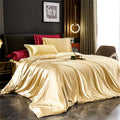 Luxurious silver silk duvet cover bedding set bedroom decor